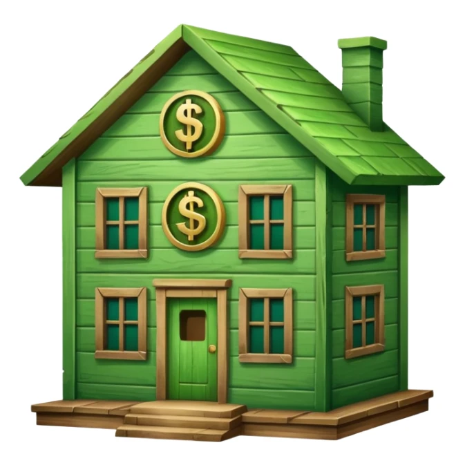 a house with a dollar sign in the middle sticker