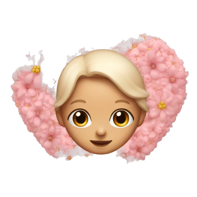 baby pink heart with flowers around sticker