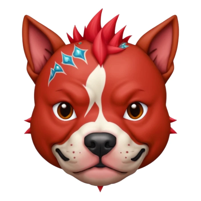 very tattoed face pitbull dog with red spiky hair sticker