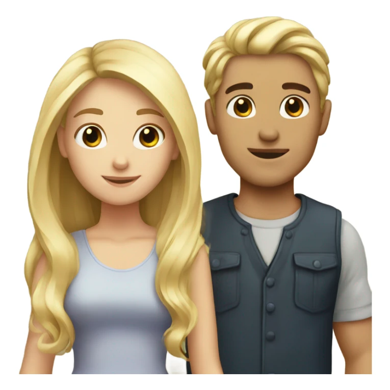 Girl with blonde hair and guy with brown  sticker