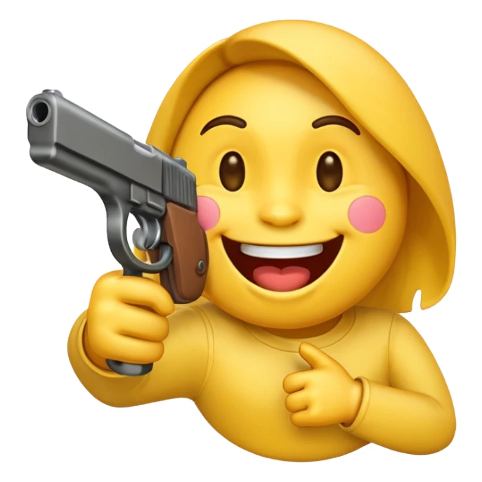 Laughing emoji with gun facing it  sticker
