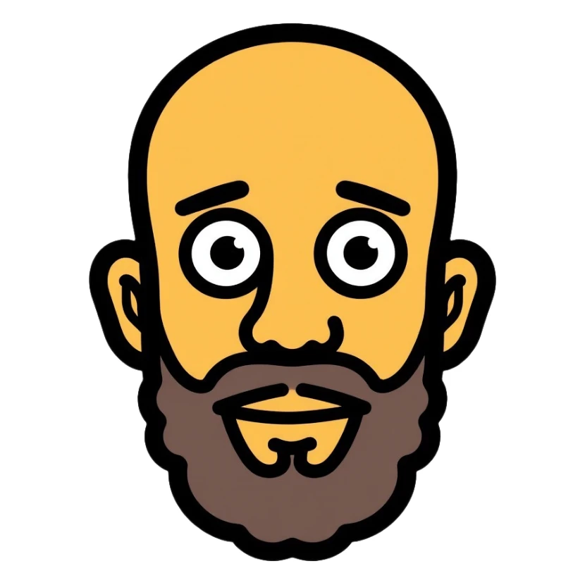 Omar Simpson character with bald head, round eyes, and stubble beard sticker