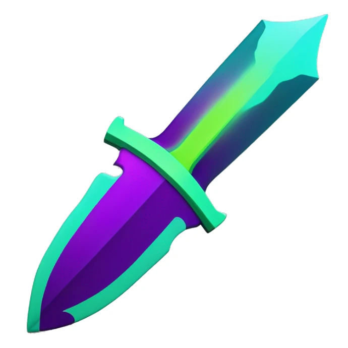 45° angle Aurora borealis purple teal lime green dagger knife sword sticker
