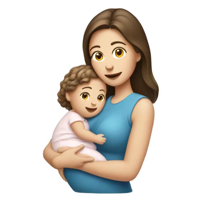 Pale brunette women holding baby sticker