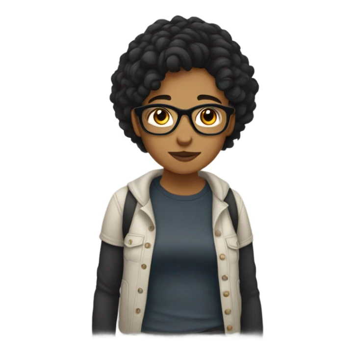 Soft butch lesbian with dark hair and glasses sticker