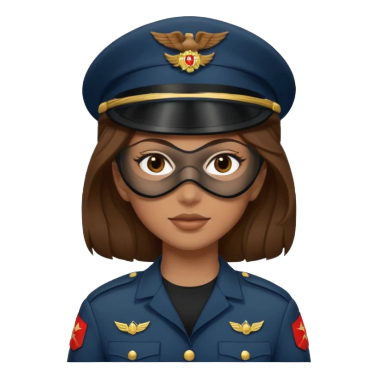 woman soldier with brown hair and wearing mask sticker