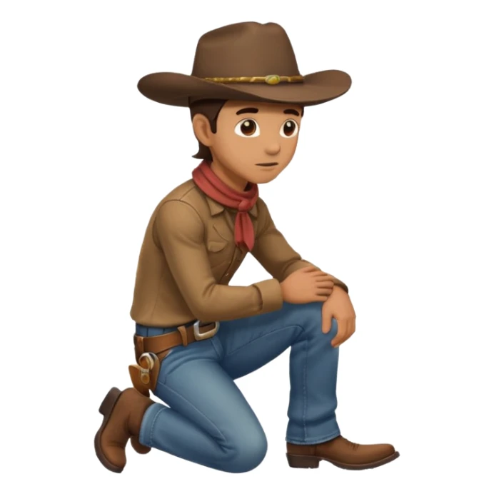 side profile of cowboy leaning on knees sticker