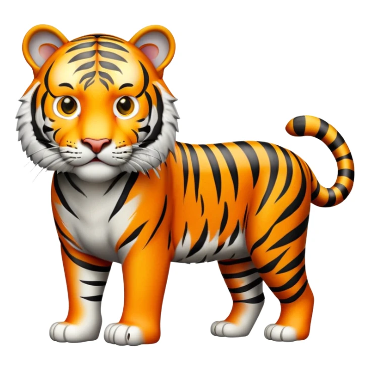 cinematic-tiger-realistic-full-body-standing-emoji,-massive-striped-frame-exuding-power-and-grace,-bold-orange-fur-with-thick-black-stripes,-head-tilted-dramatically,-piercing-yellow-eyes-focused-intensely,-simplified-yet-realistic-focused-features,-highly-detailed,-glowing-with-an-almost-sarcastic-glow sticker