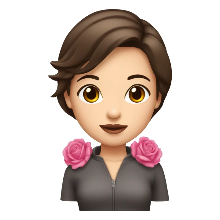 fille brune cheveux au carré bouche rose sticker