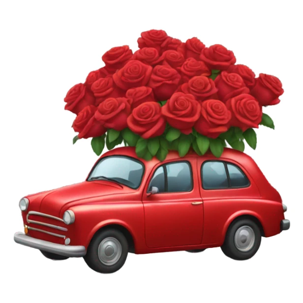 red car in the trunk many roses sticker