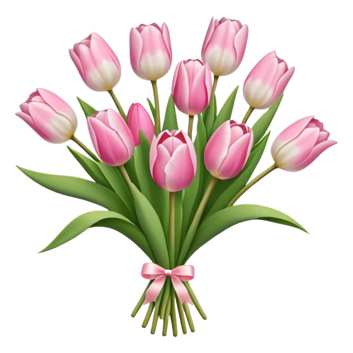 tulips in a whie bouquet with five pink tulips sticker