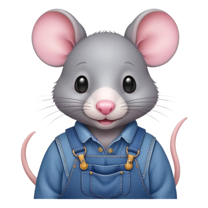 cute rat wearing blue denim overalls sticker