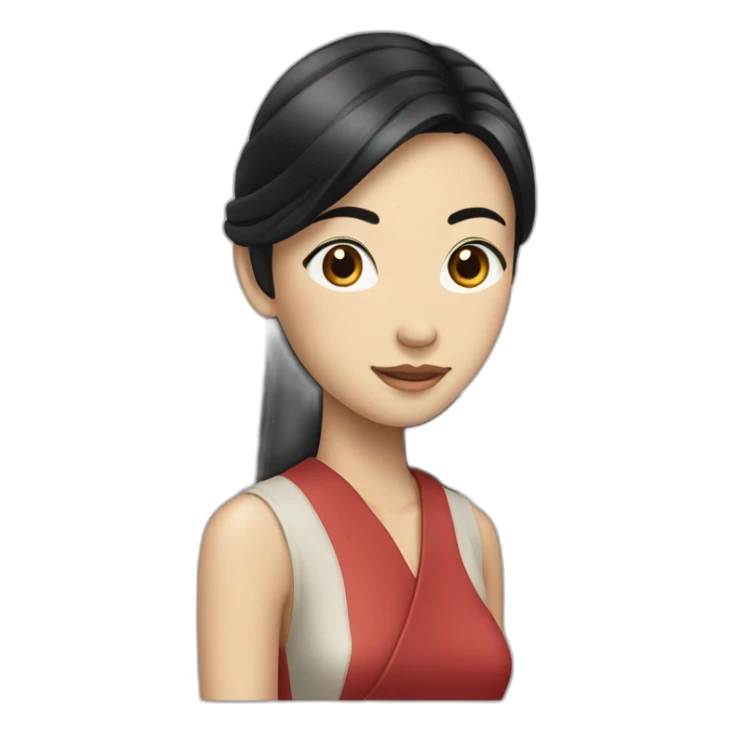 Skinny Chinese lady with long black hair sticker