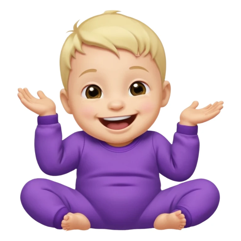 A baby wearing a purple onesie, laughing joyfully. sticker