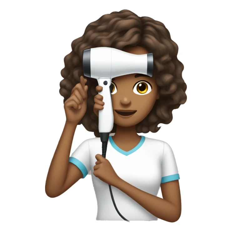 Pretty brown haired girl holding a hair dryer  sticker