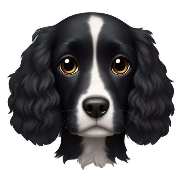 Small completely black spaniel with black fur on his whole face and white fur only on his chest sticker