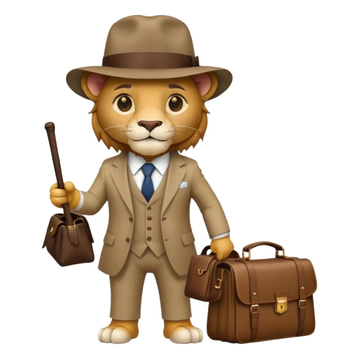 A lion with a bag and a bat, like a gangster  sticker
