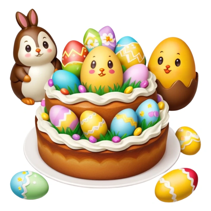 Mona de Pascua Spanish Easter cake with decorative eggs and figurines sticker