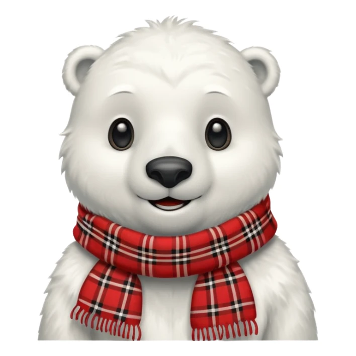 polar bear wear red plaid scarf sticker