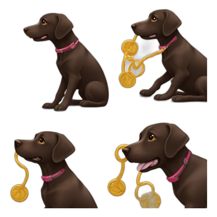 Chocolate labrador playing with long black hair ringe woman sticker