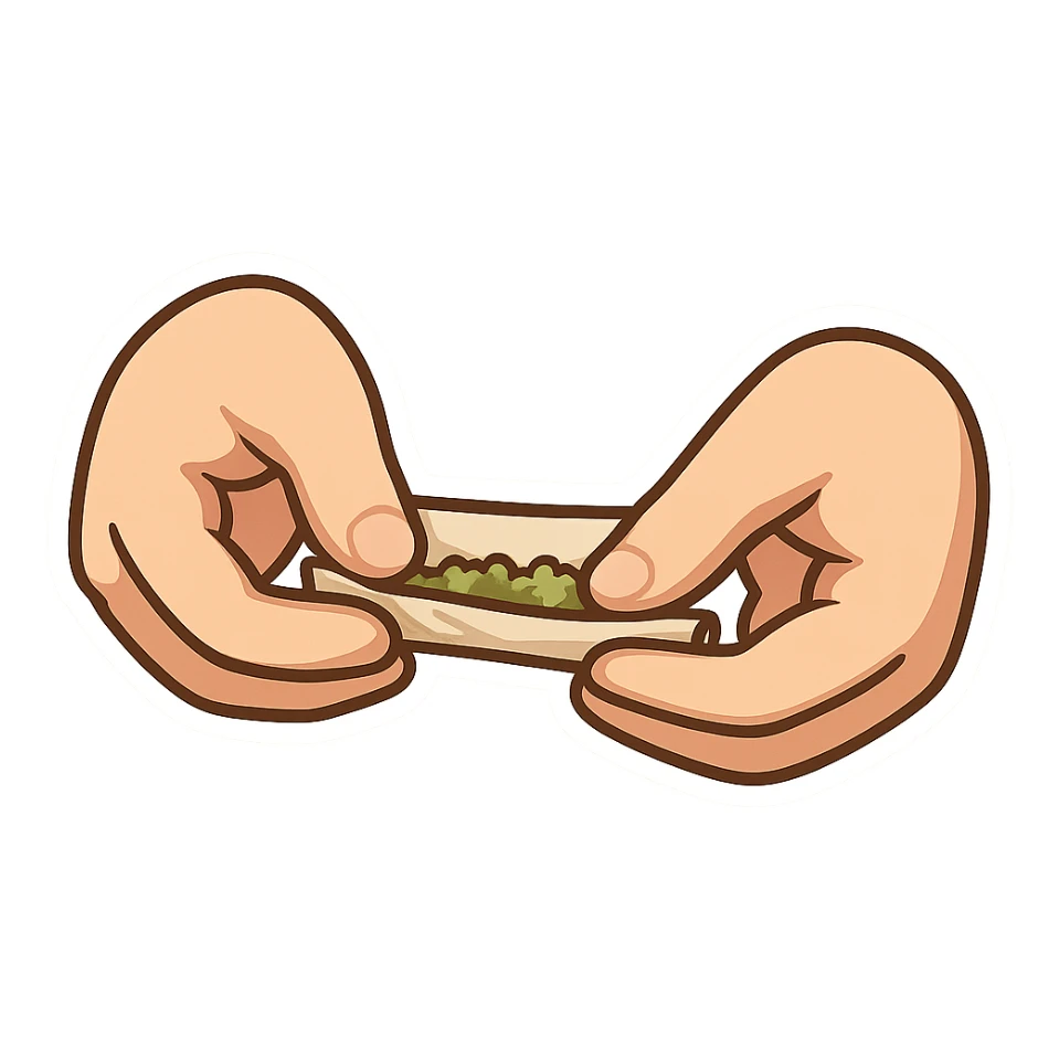 Two hands rolling a joint  sticker