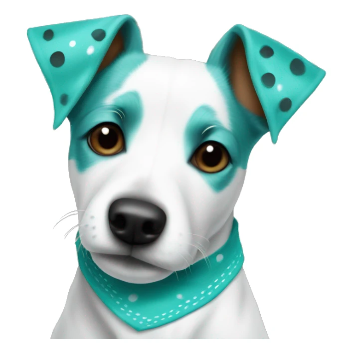Jack Russel terrier with turquoise dot bandana sticker