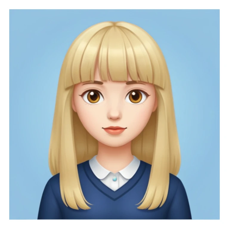 Menina de pele clara de franja, cabelo até a cintura  sticker