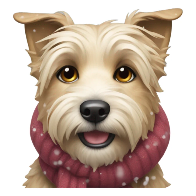 Carin terrier wearing a coat in the snow sticker