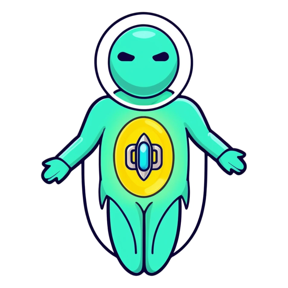Silver semi-transparent capsule floating next to an ethereal glowing immune system figure, with a small shining shield over a luminous thyroid gland sticker