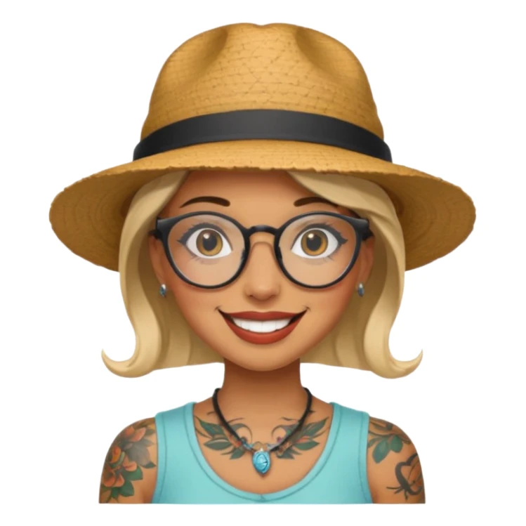 tattooed girl with hat and glasses sticker