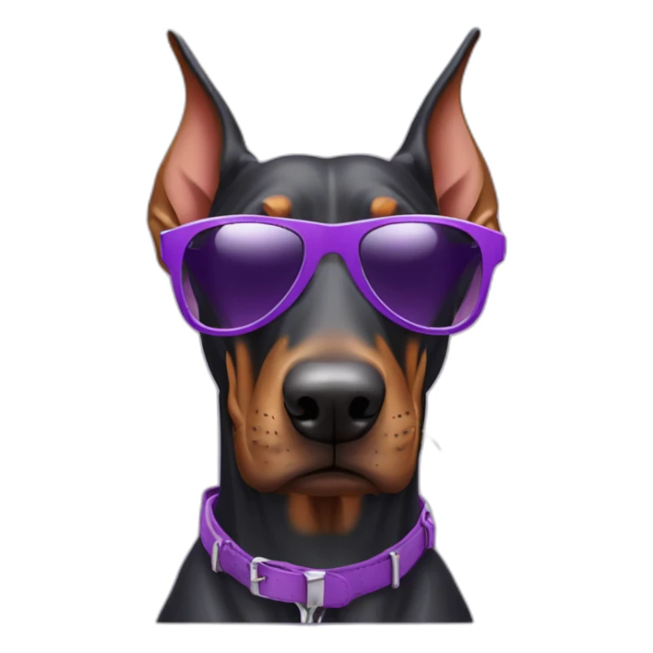 doberman-rhino-cross-wearing-sunglasses-purple-background sticker