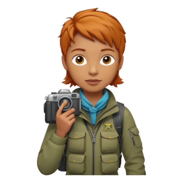
wildlife photographer, trekking clothes, ginger hair sticker