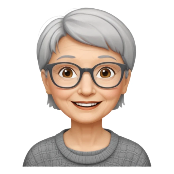 Old woman square glasses short gray straight hair sticker
