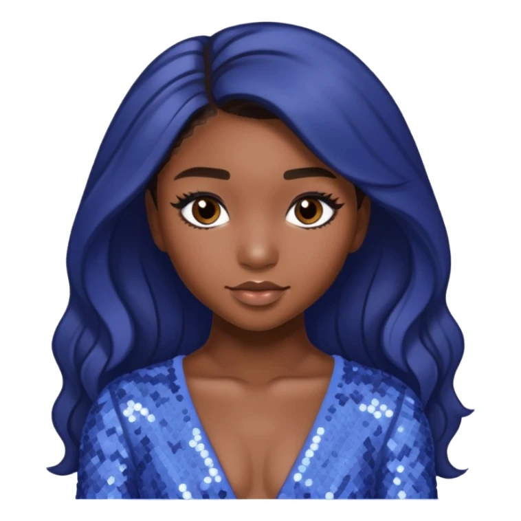 Normani from Fifth Harmony with long dark brown hair, periwinkle sequin outfit sticker