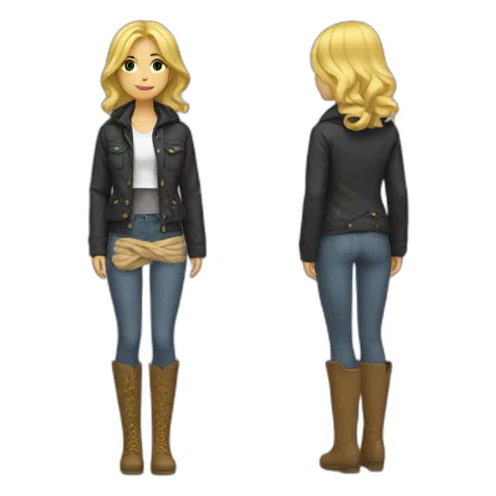 Blonde girl jacket tied around waist sticker