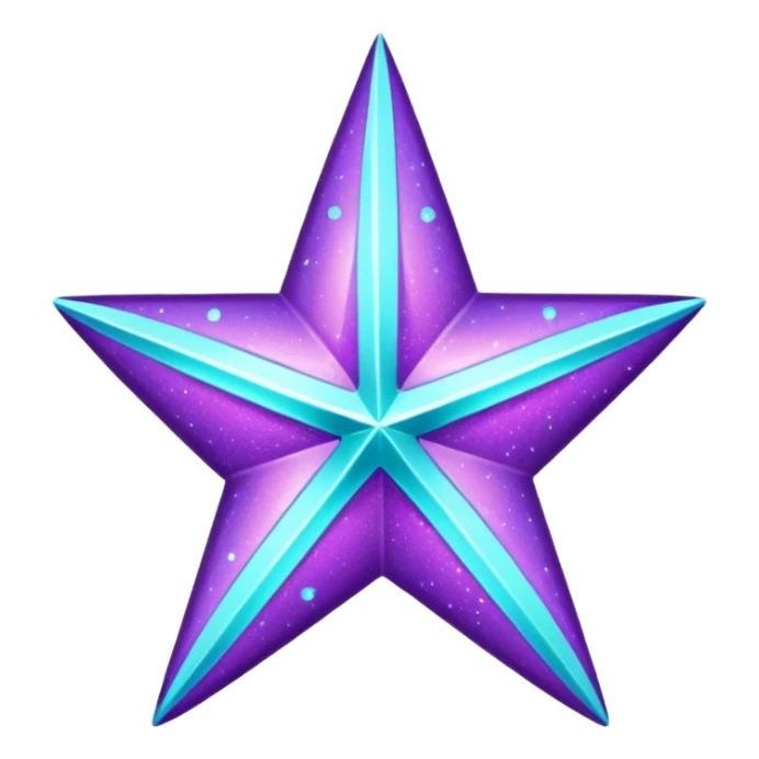 glitter purple and cian star sticker