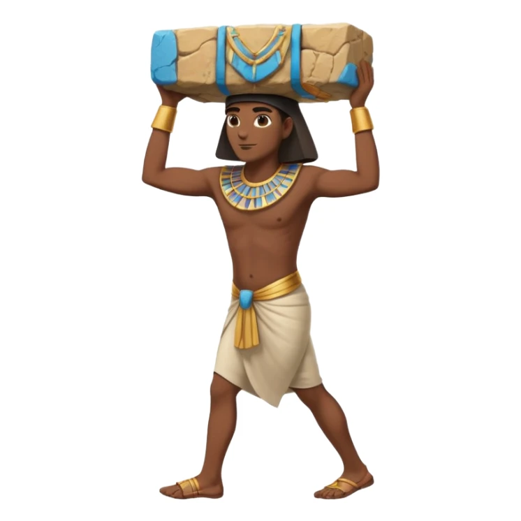 fullbody ancient Egyptian worker carrying a rock block on their back, no fancy hat, slightly different pose sticker