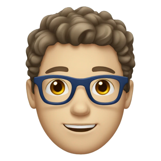 White boy with blue eyes with glasses with dark brown wavy hair sticker