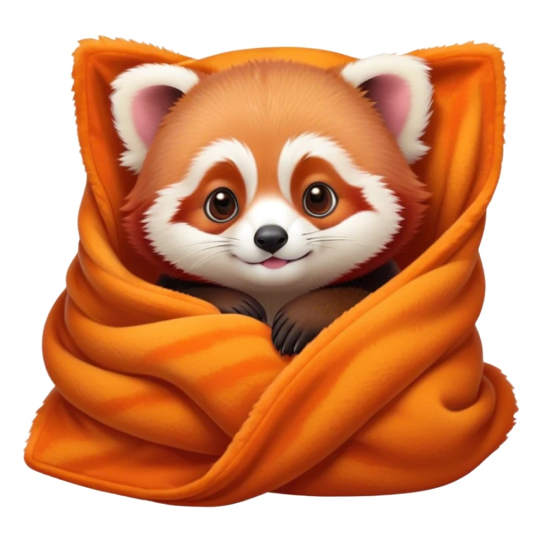 Disney-style cute baby red panda in blanket sticker