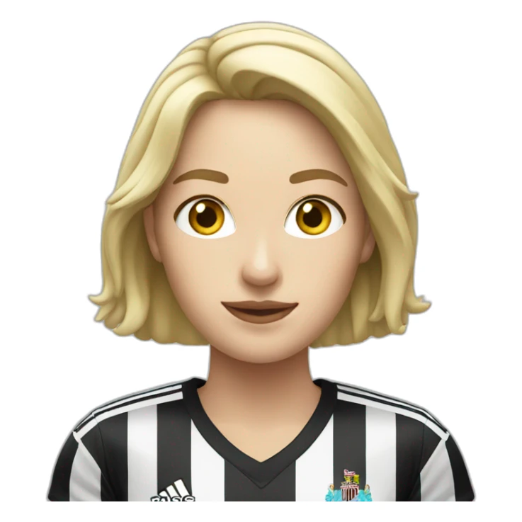 a blonde woman in a newcastle shirt sticker