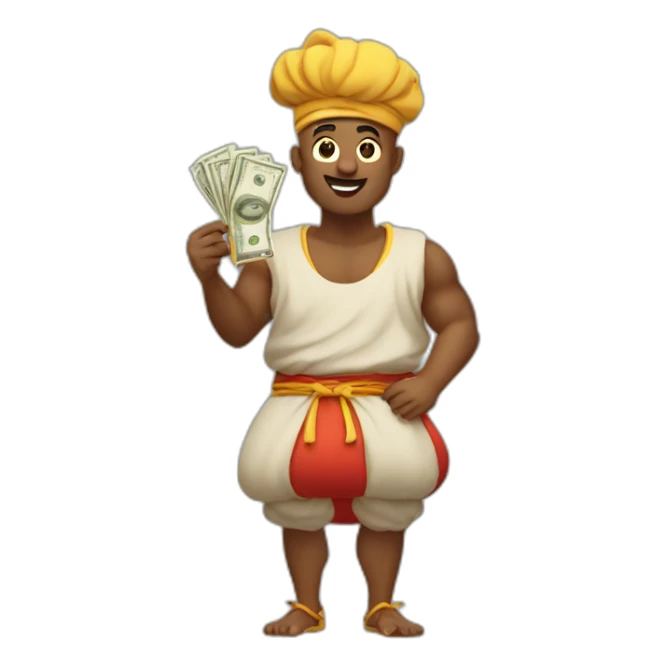 genie holding the big sack of money sticker