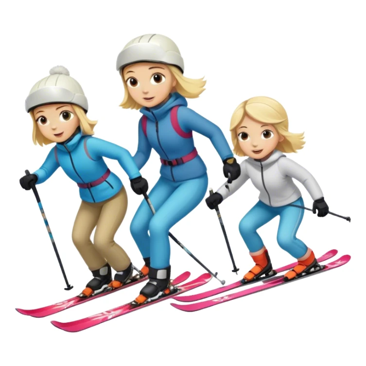 Blonde girl skiing and dirty blonde boy skiing sticker