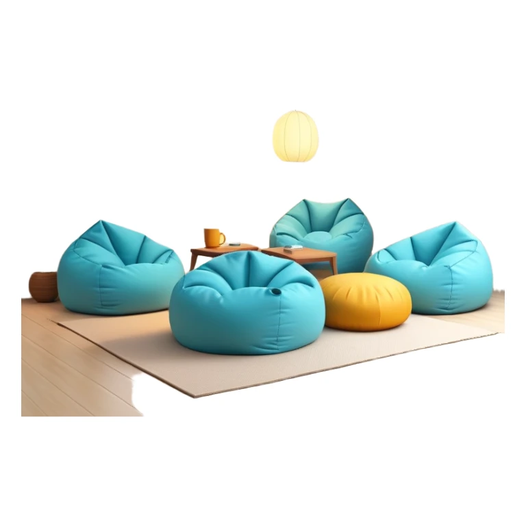 cozy chill zone lounge area with beanbags and ambient lighting sticker