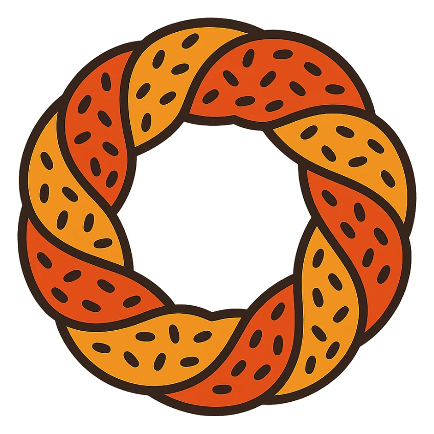 a simit, the classic Turkish sesame bagel, in a fun and recognizable style sticker