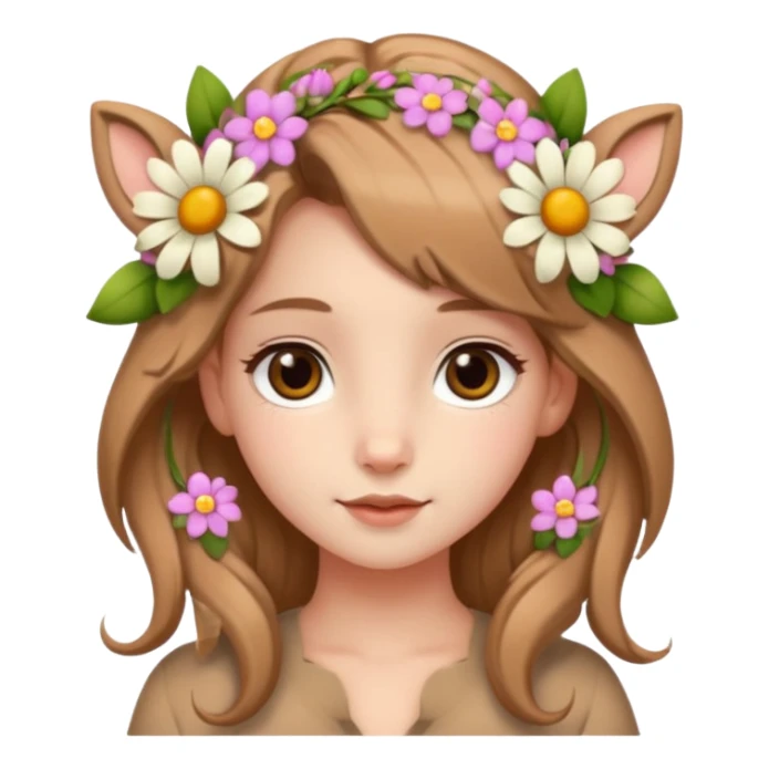 Adult Cute human like fawn with flowers sticker