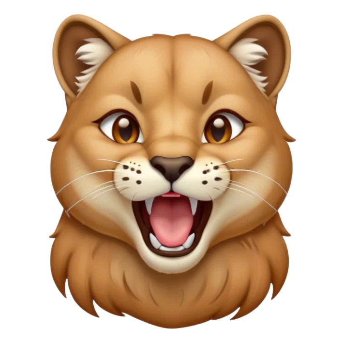 Cinematic Cute Yawning Cougar Portrait Emoji, Head tilted slightly with a dramatic, wide-open yawn, showcasing a soft, sleek tawny Fur with gently drooping ears, round amber eyes barely open in drowsy contentment, Simplified yet irresistibly adorable features, highly detailed, glowing with a soft, cozy glow, high shine, relaxed yet expressive, stylized with a touch of wild whimsy, bright and endearing, soft glowing outline, capturing the essence of a sleepy yet affectionate cougar, so drowsy it feels like it could stretch out of the screen and curl up for a nap! sticker