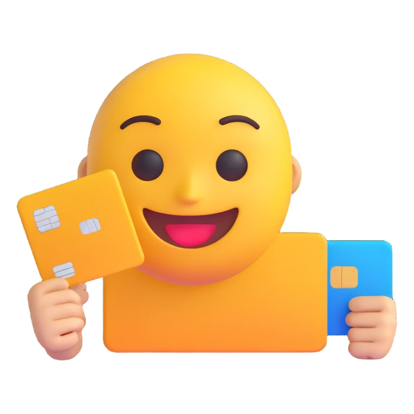 e-commerce emoji, high fidelity, smooth edges, credit card sticker
