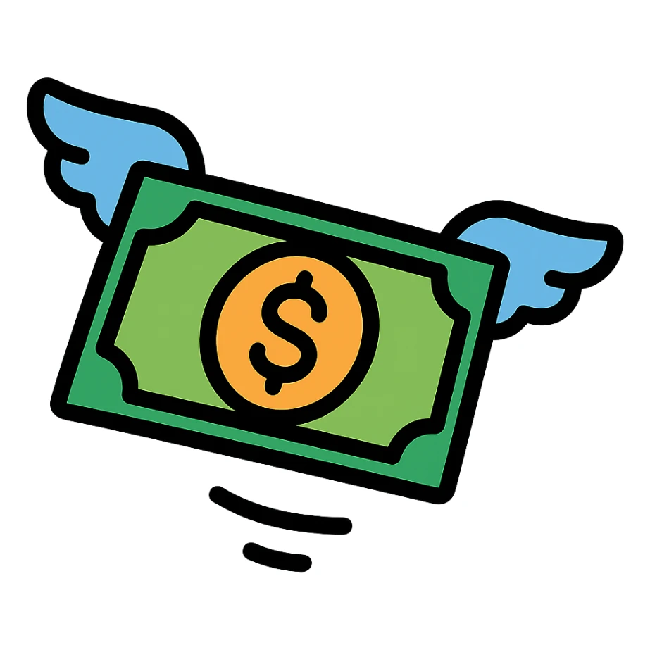 flying cash sticker