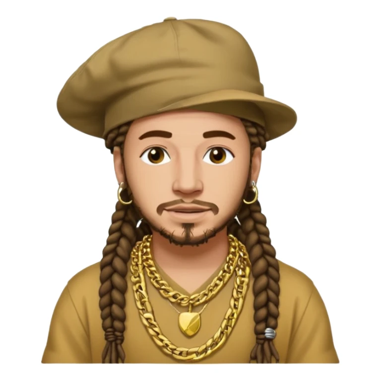 post malone with gold chain necklace, wearing hat, dreadlock hair  sticker
