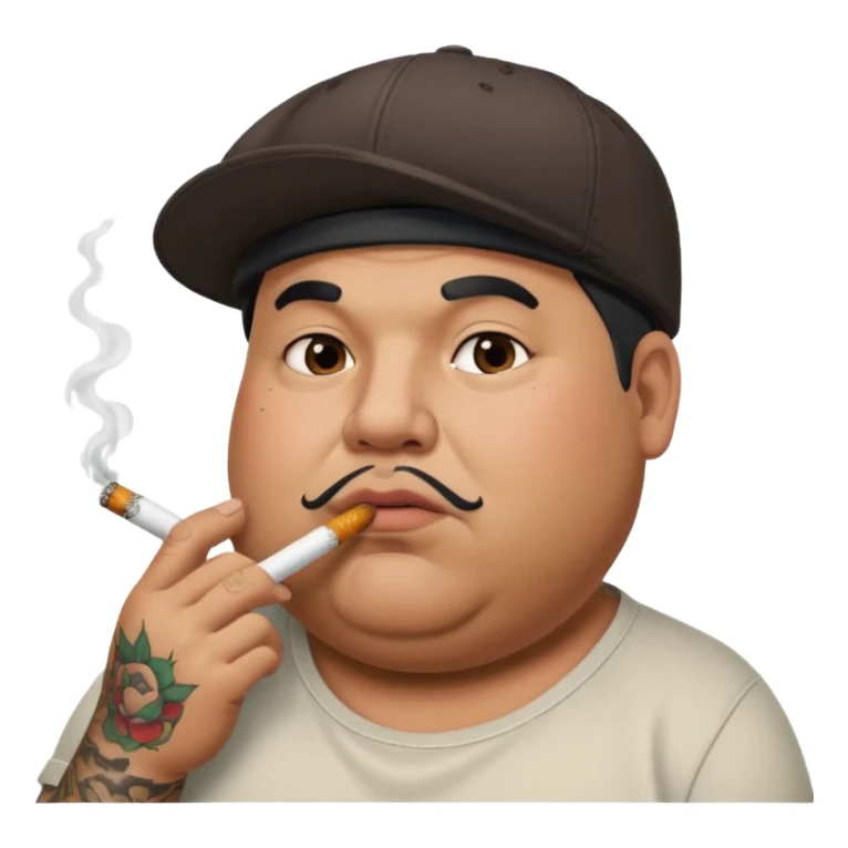 a fat dad with a cap and tattoos, with a cigarette in his mouth sticker
